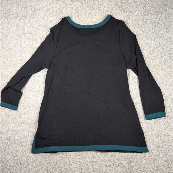 CJ Banks Women's Black Teal Trim Long Sleeve Tunic Top Plus Size 2X - Picture 4 of 5